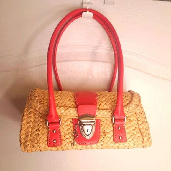 Ann Taylor Basket Purse with Pink Coral Detail - Picture 1 of 6